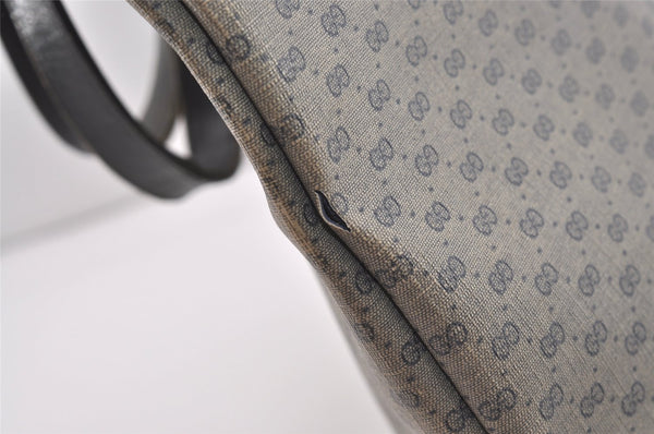Authentic GUCCI Sherry Line Micro GG Shoulder Tote Bag PVC Leather Navy 2484J