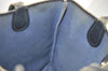 Authentic GUCCI Sherry Line Micro GG Shoulder Tote Bag PVC Leather Navy 2484J
