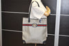 Authentic GUCCI Sherry Line Micro GG Shoulder Tote Bag PVC Leather Navy 2484J