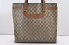 Authentic GUCCI Vintage Shoulder Tote Bag GG PVC Leather Brown 2485J