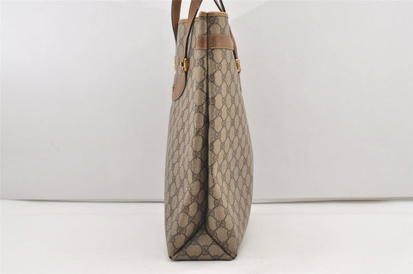 Authentic GUCCI Vintage Shoulder Tote Bag GG PVC Leather Brown 2485J