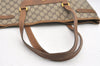 Authentic GUCCI Vintage Shoulder Tote Bag GG PVC Leather Brown 2485J