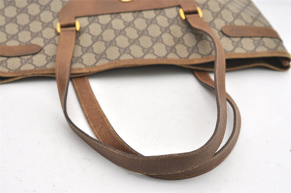 Authentic GUCCI Vintage Shoulder Tote Bag GG PVC Leather Brown 2485J