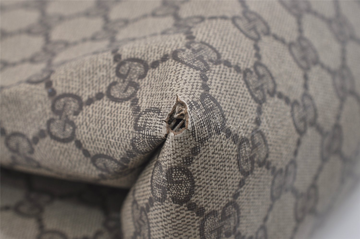 Authentic GUCCI Vintage Shoulder Tote Bag GG PVC Leather Brown 2485J