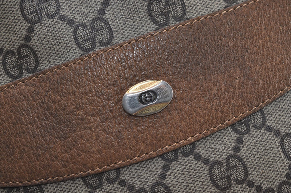 Authentic GUCCI Vintage Shoulder Tote Bag GG PVC Leather Brown 2485J