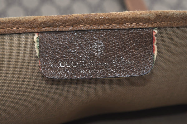 Authentic GUCCI Vintage Shoulder Tote Bag GG PVC Leather Brown 2485J