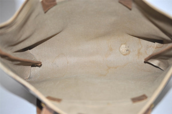 Authentic GUCCI Vintage Shoulder Tote Bag GG PVC Leather Brown 2485J