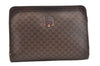 Authentic CELINE Macadam Blason Pattern Clutch Bag PVC Leather Brown Junk 2486K