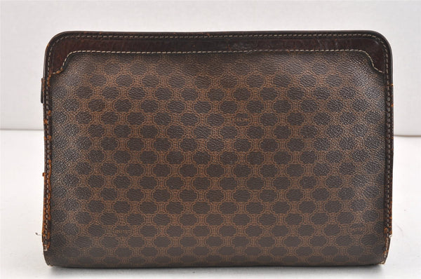 Authentic CELINE Macadam Blason Pattern Clutch Bag PVC Leather Brown Junk 2486K