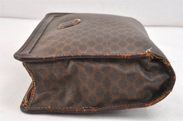 Authentic CELINE Macadam Blason Pattern Clutch Bag PVC Leather Brown Junk 2486K