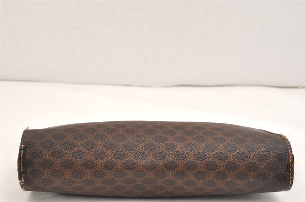 Authentic CELINE Macadam Blason Pattern Clutch Bag PVC Leather Brown Junk 2486K