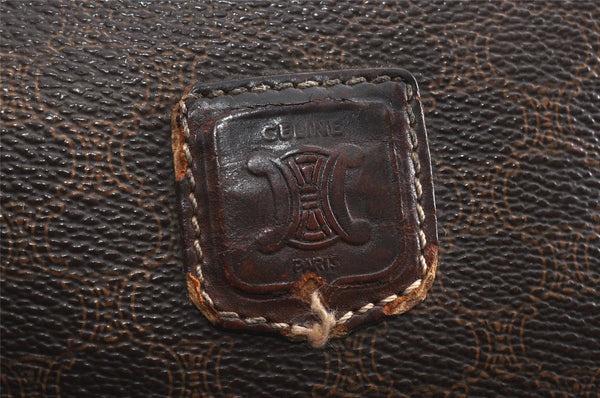 Authentic CELINE Macadam Blason Pattern Clutch Bag PVC Leather Brown Junk 2486K