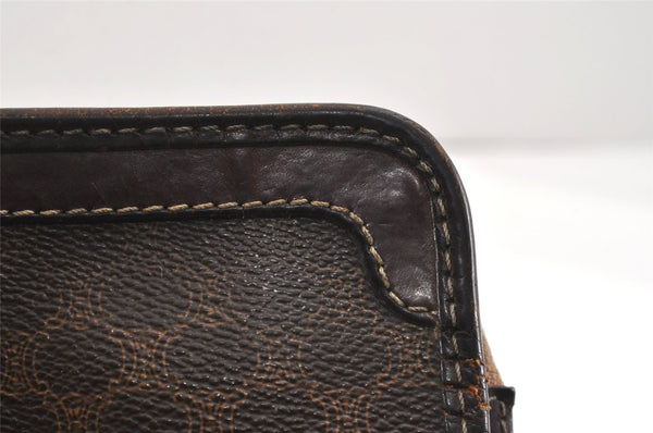 Authentic CELINE Macadam Blason Pattern Clutch Bag PVC Leather Brown Junk 2486K