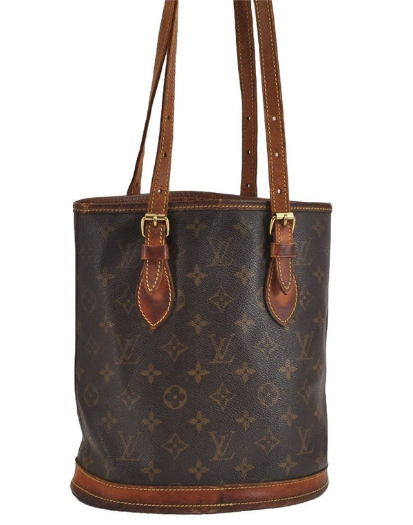 Authentic Louis Vuitton Monogram Bucket PM Shoulder Tote Bag M42238 Junk 2487J