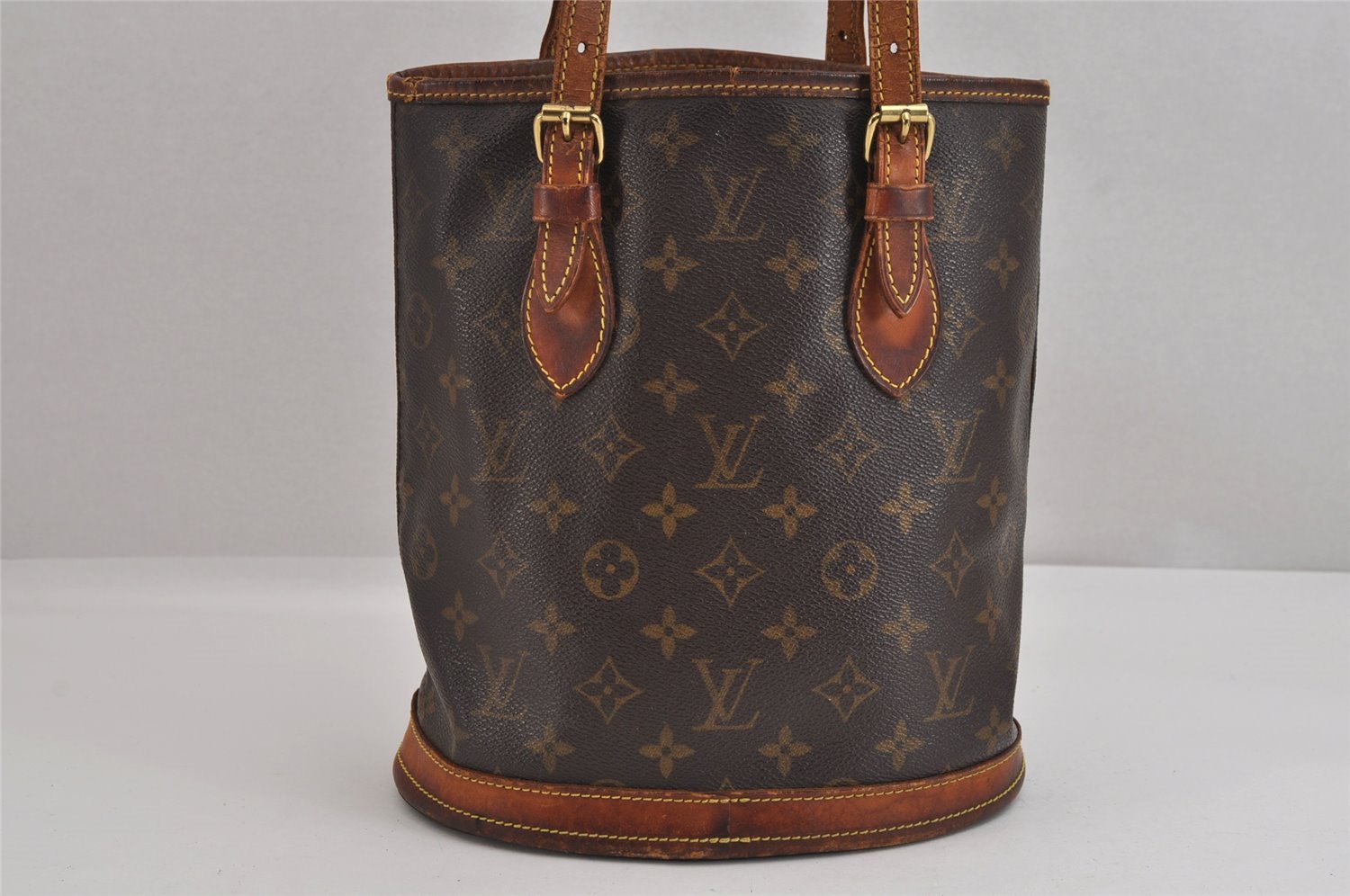Authentic Louis Vuitton Monogram Bucket PM Shoulder Tote Bag M42238 Junk 2487J