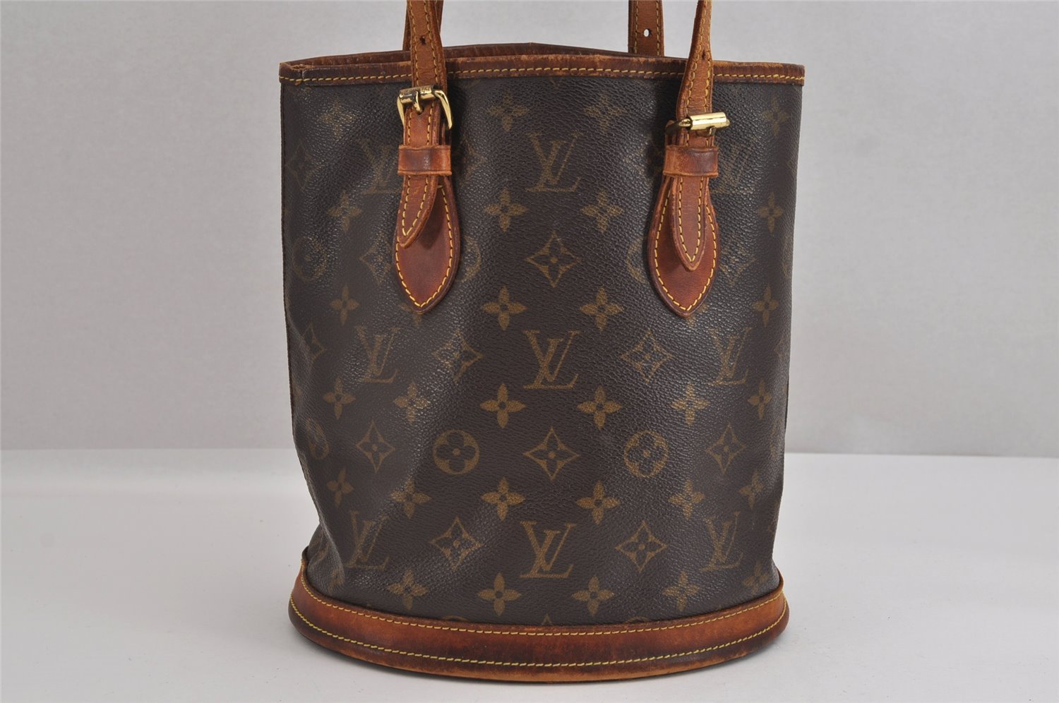 Authentic Louis Vuitton Monogram Bucket PM Shoulder Tote Bag M42238 Junk 2487J