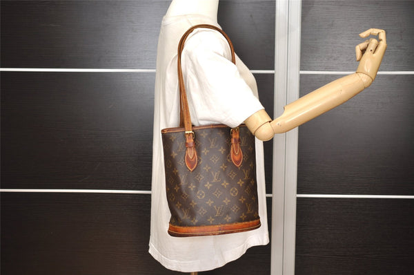 Authentic Louis Vuitton Monogram Bucket PM Shoulder Tote Bag M42238 Junk 2487J