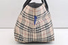 Authentic BURBERRY BLUE LABEL Check Shoulder Tote Bag Nylon Leather Beige 2487K