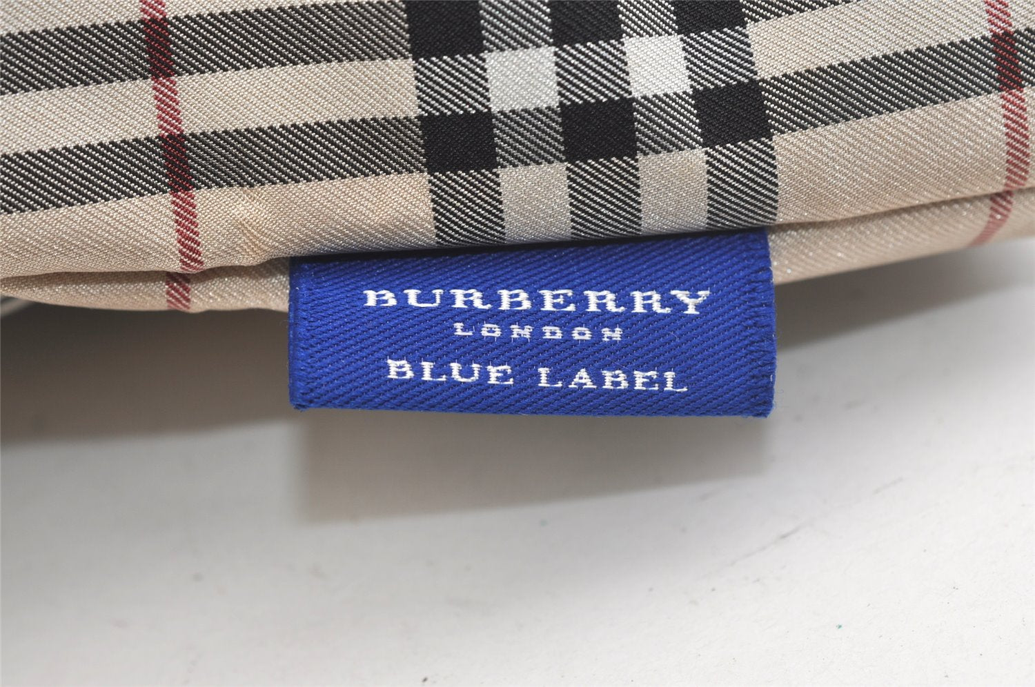 Authentic BURBERRY BLUE LABEL Check Shoulder Tote Bag Nylon Leather Beige 2487K