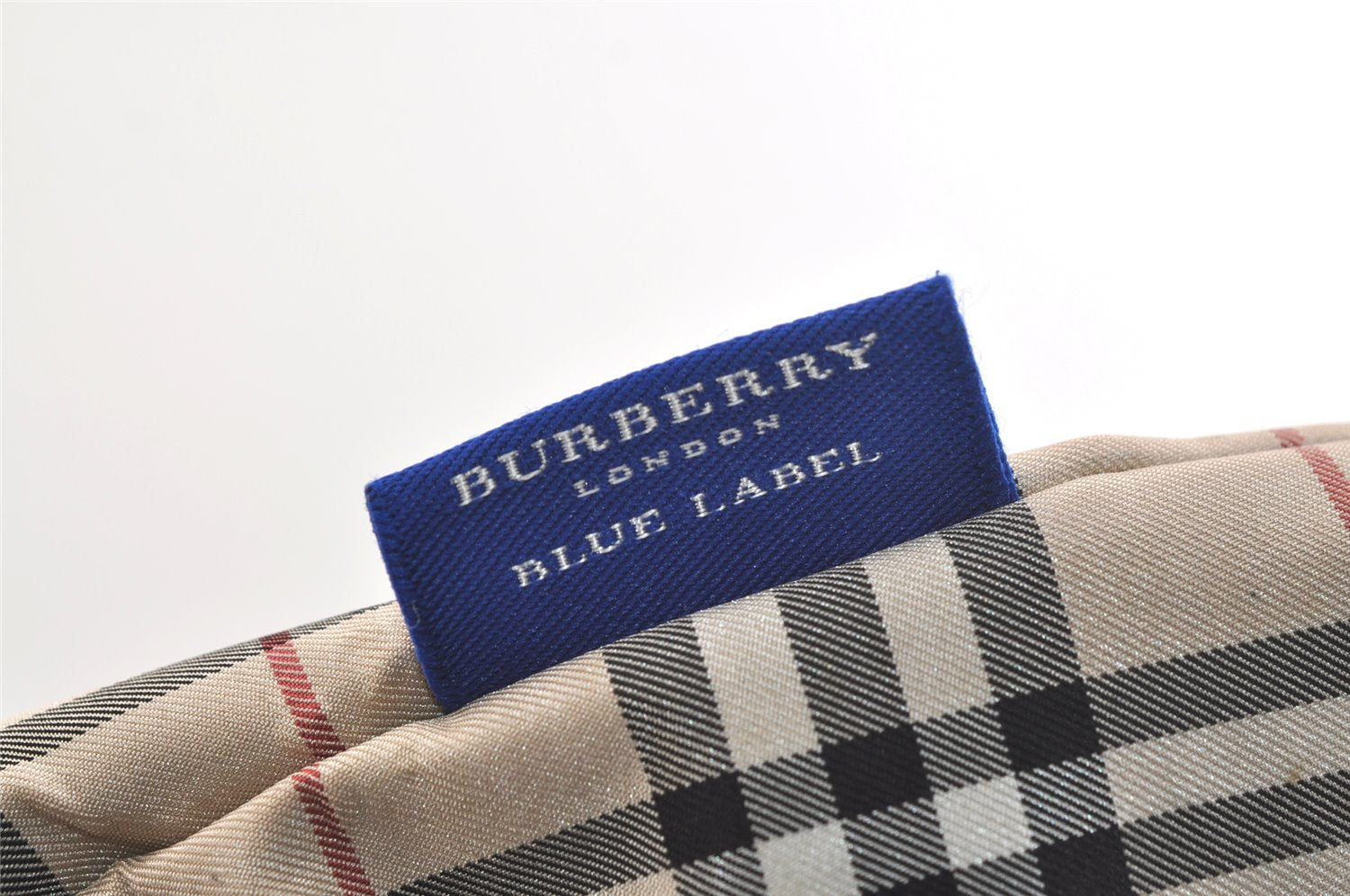 Authentic BURBERRY BLUE LABEL Check Shoulder Tote Bag Nylon Leather Beige 2487K