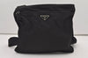 Authentic PRADA Nylon Tessuto Leather Shoulder Cross Body Bag Black 2488J