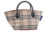 Authentic BURBERRY BLUE LABEL Check Tote Hand Bag Nylon Leather Beige 2488K