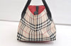 Authentic BURBERRY BLUE LABEL Check Tote Hand Bag Nylon Leather Beige 2488K