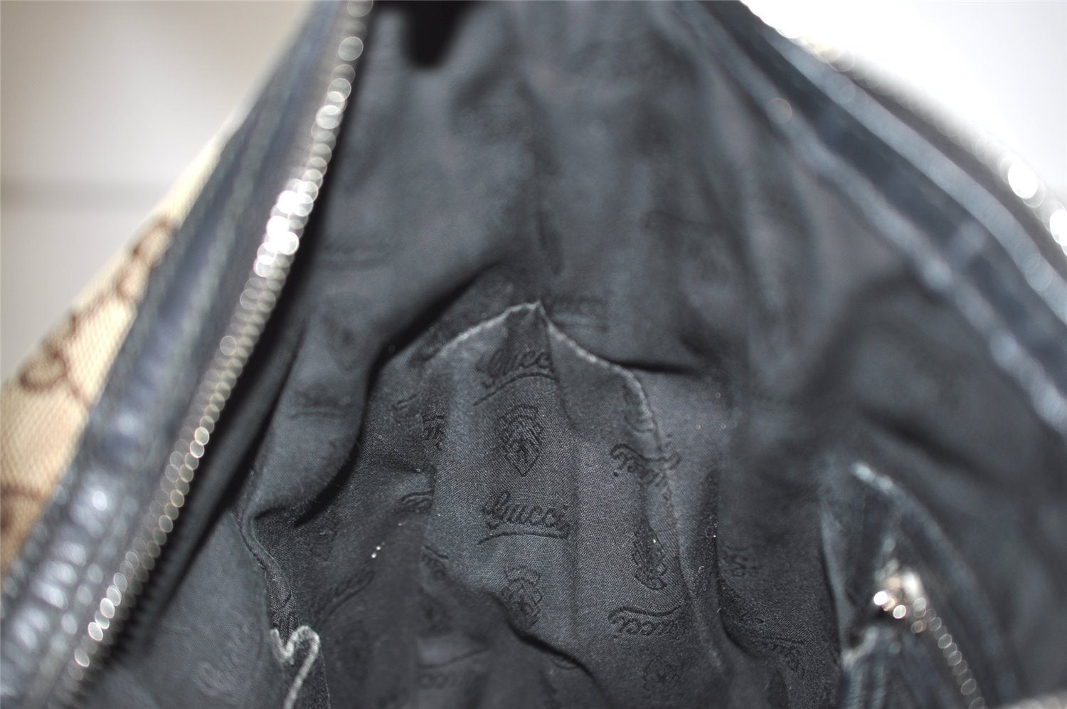 Authentic GUCCI Twins Shoulder Bag GG Canvas Leather 232962 Brown Junk 2492I