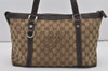 Authentic GUCCI Abbey Shoulder Tote Bag GG Canvas Leather 141470 Brown 2492J