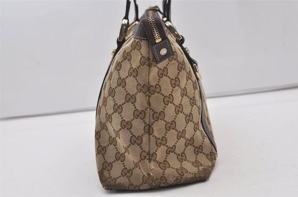 Authentic GUCCI Abbey Shoulder Tote Bag GG Canvas Leather 141470 Brown 2492J