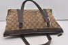 Authentic GUCCI Abbey Shoulder Tote Bag GG Canvas Leather 141470 Brown 2492J
