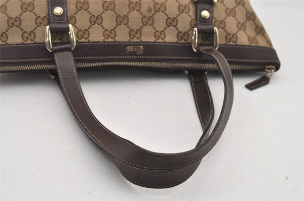 Authentic GUCCI Abbey Shoulder Tote Bag GG Canvas Leather 141470 Brown 2492J
