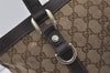 Authentic GUCCI Abbey Shoulder Tote Bag GG Canvas Leather 141470 Brown 2492J