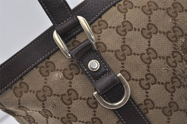 Authentic GUCCI Abbey Shoulder Tote Bag GG Canvas Leather 141470 Brown 2492J