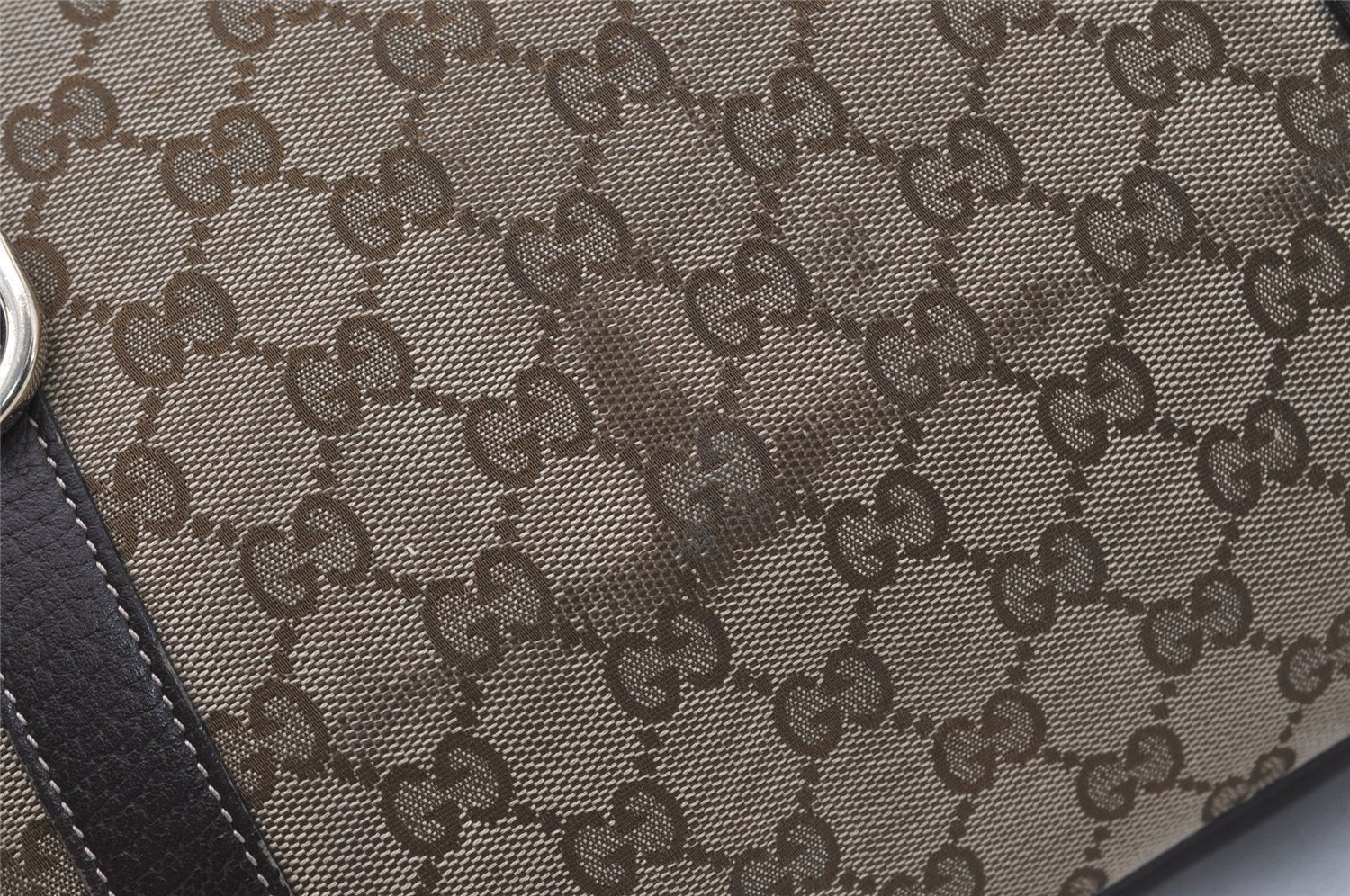 Authentic GUCCI Abbey Shoulder Tote Bag GG Canvas Leather 141470 Brown 2492J