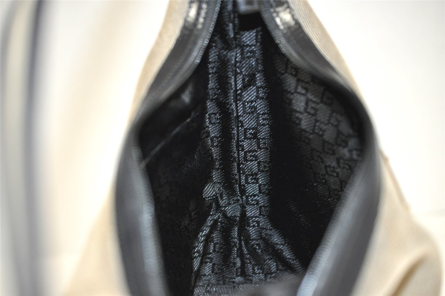 Authentic GUCCI Shoulder Bag Purse GG Canvas Leather 0014204 Beige 2498J