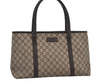 Authentic GUCCI Vintage Shoulder Hand Tote Bag GG PVC Leather 114595 Brown 2500J