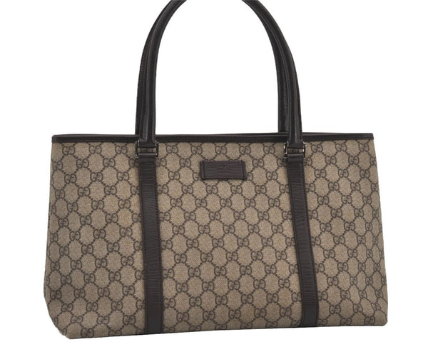 Authentic GUCCI Vintage Shoulder Hand Tote Bag GG PVC Leather 114595 Brown 2500J