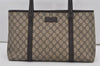 Authentic GUCCI Vintage Shoulder Hand Tote Bag GG PVC Leather 114595 Brown 2500J