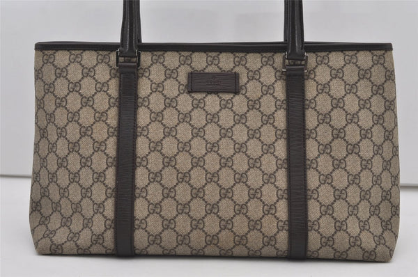 Authentic GUCCI Vintage Shoulder Hand Tote Bag GG PVC Leather 114595 Brown 2500J