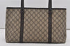 Authentic GUCCI Vintage Shoulder Hand Tote Bag GG PVC Leather 114595 Brown 2500J