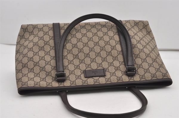 Authentic GUCCI Vintage Shoulder Hand Tote Bag GG PVC Leather 114595 Brown 2500J