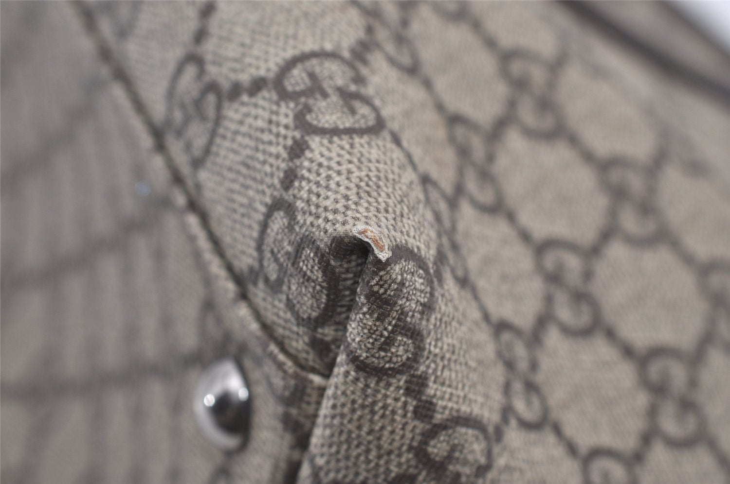 Authentic GUCCI Vintage Shoulder Hand Tote Bag GG PVC Leather 114595 Brown 2500J