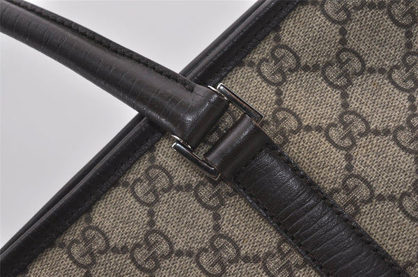 Authentic GUCCI Vintage Shoulder Hand Tote Bag GG PVC Leather 114595 Brown 2500J