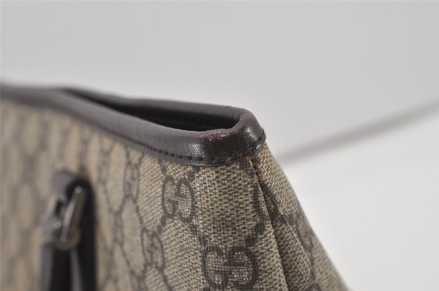 Authentic GUCCI Vintage Shoulder Hand Tote Bag GG PVC Leather 114595 Brown 2500J