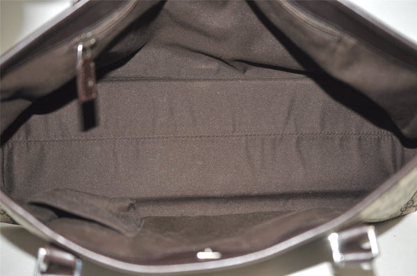 Authentic GUCCI Vintage Shoulder Hand Tote Bag GG PVC Leather 114595 Brown 2500J