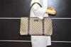 Authentic GUCCI Vintage Shoulder Hand Tote Bag GG PVC Leather 114595 Brown 2500J