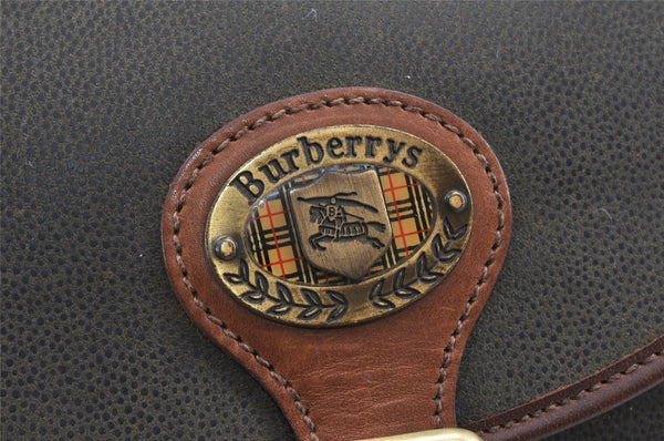 Authentic Burberrys Leather Shoulder Cross Body Bag Purse Green Junk 2500K