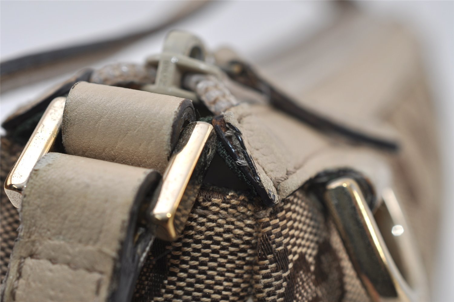 Authentic GUCCI Abbey Shoulder Hand Bag GG Canvas Leather 145750 Brown 2501I