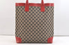 Authentic GUCCI Vintage Hand Tote Bag GG Canvas Leather 0021121 Black Red 2501K